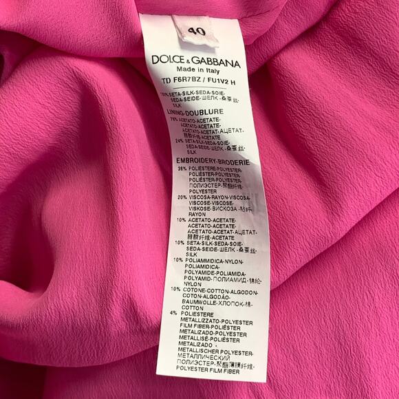 DOLCE & GABBANA Size 4 Pink Multi Color Silk Applique Belted Maxi Dress - Picture 13 of 13